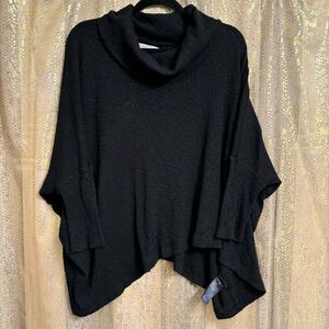 Free People Beach World Traveler Black Cowl Neck Dolan Split Back Sweater M